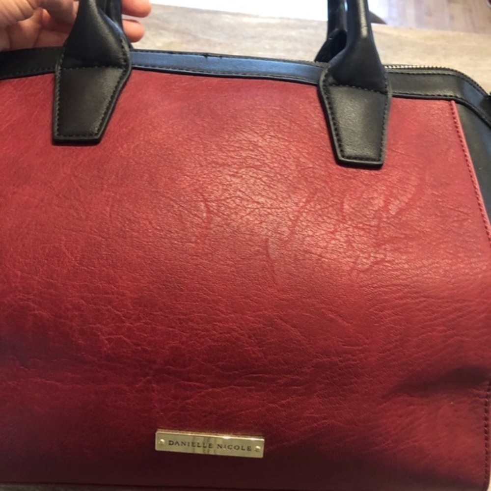 Danielle Nicole Burgundy And Black Leather Bag - image 5